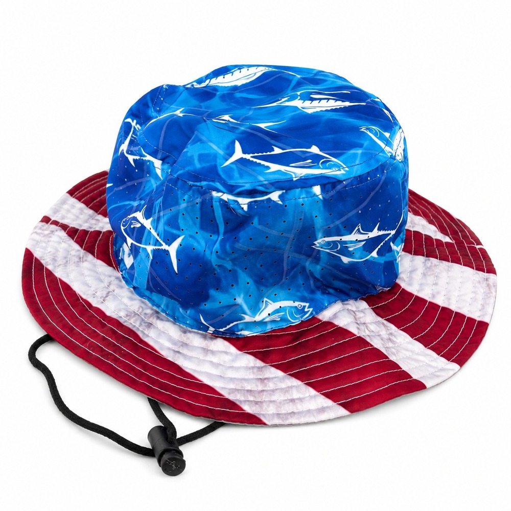 Momentum Performance Outfitters Fishing Boonie Hat Fish USA Flag Bucket OSFM